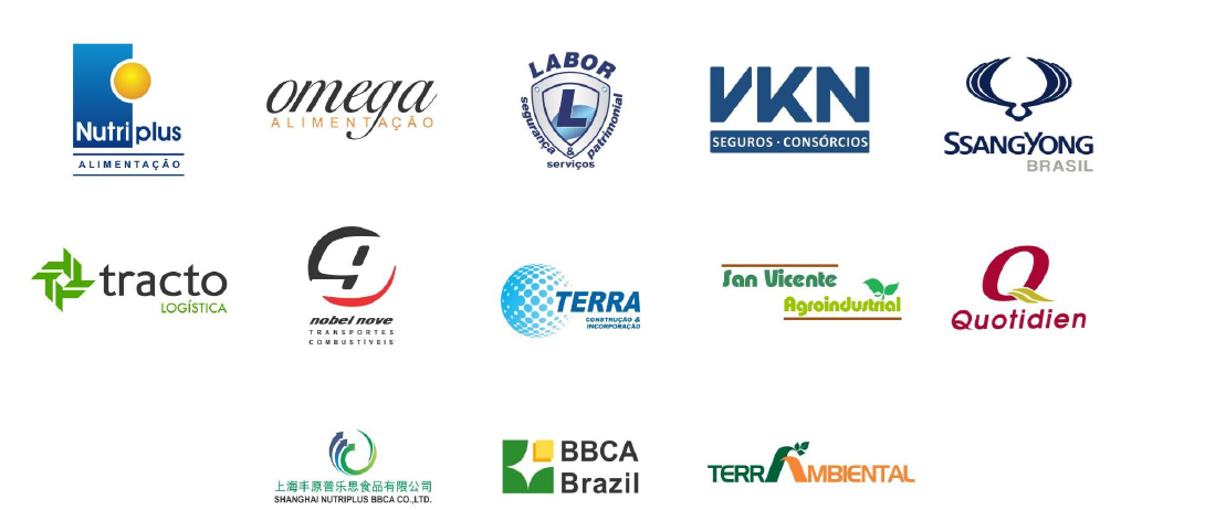 Marcas del Grupo JLJ Empresas: Vita alimentos, Omega Alimentação, Labor Serviços, VKN Seguros, SsangYong Brasil, Tracto Logística, Nobel Novo Transportes de Combustíveis, Terra, San Vicente Agroindustrial, Q Quotidien, Shanghai Vita alimentos BBCA, BBCA Brazil y Terra Ambiental